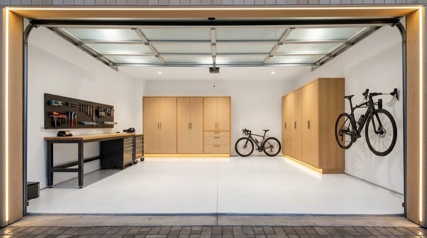 Nora Graham Garage Door Rapid Service Interior View of Custom Garage Door Overhead and Workshop